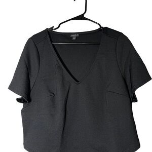 Torrid, Black V-Neck, cropped, short sleeve top